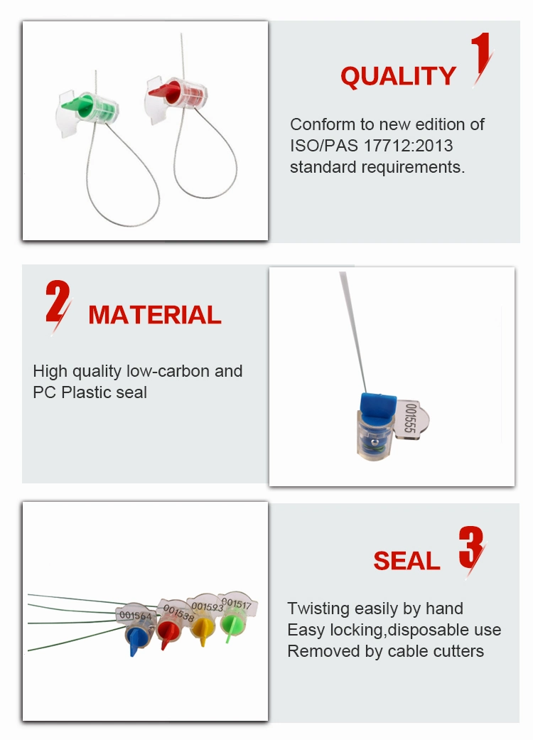 China Anti Tamper Security Plastic Twister Meter Seal with Cable Wire for Water Gas Electric Meters